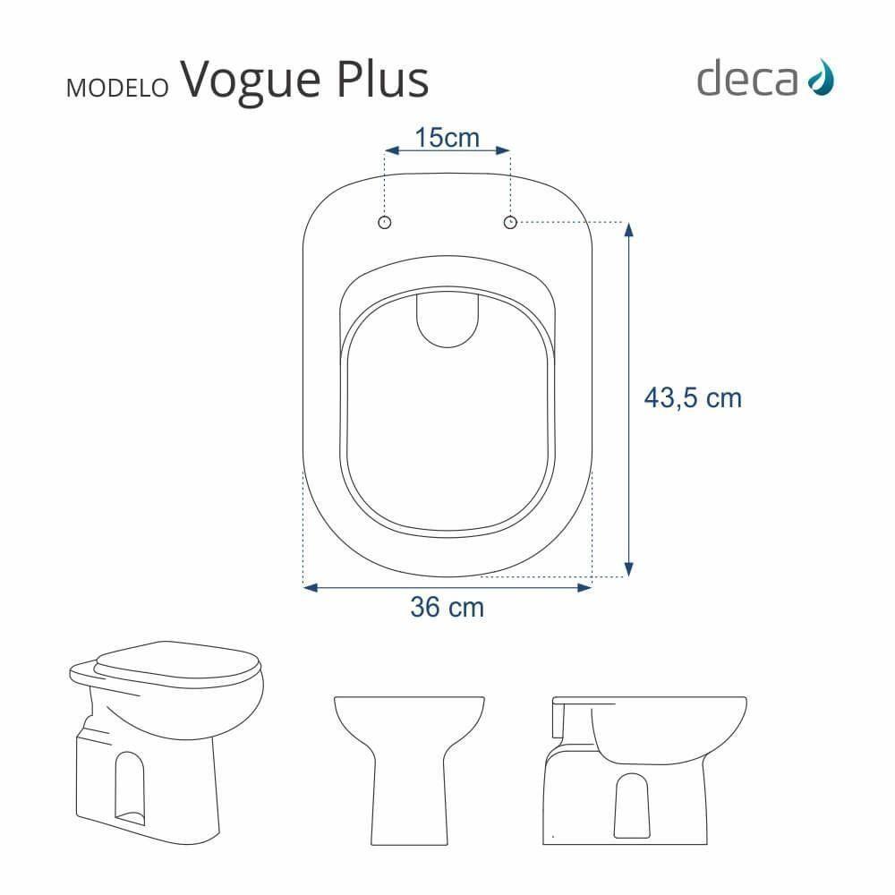 Assento Sanitário Poliéster Vogue Plus Branco Para Vaso Deca 6lpf - 5