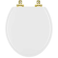 Assento Sanitário Soft Close Colonial Branco Para Vaso Hervy Com Ferragem Dourada - 1
