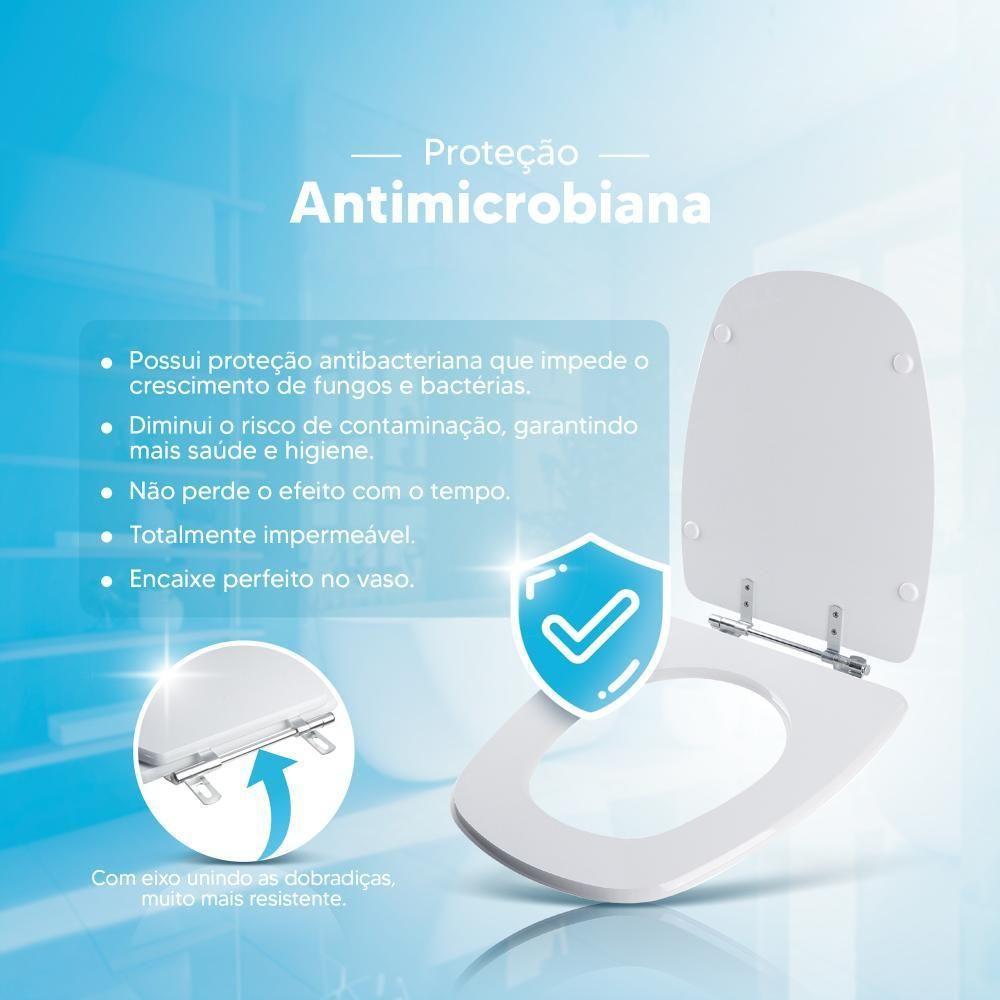 Assento Sanitário Poliéster Anti Bactéria Monte Carlo Branco Gelo Para Vaso Deca - 2