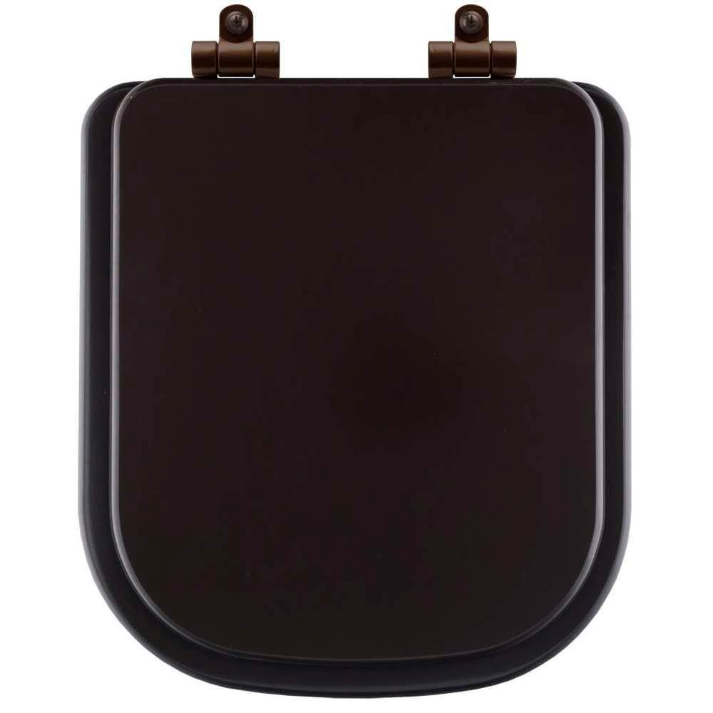 Assento Sanitário Poliéster Soft Close Quadra Marrom Fosco Para Vaso Deca Com Ferragem Marrom - 1
