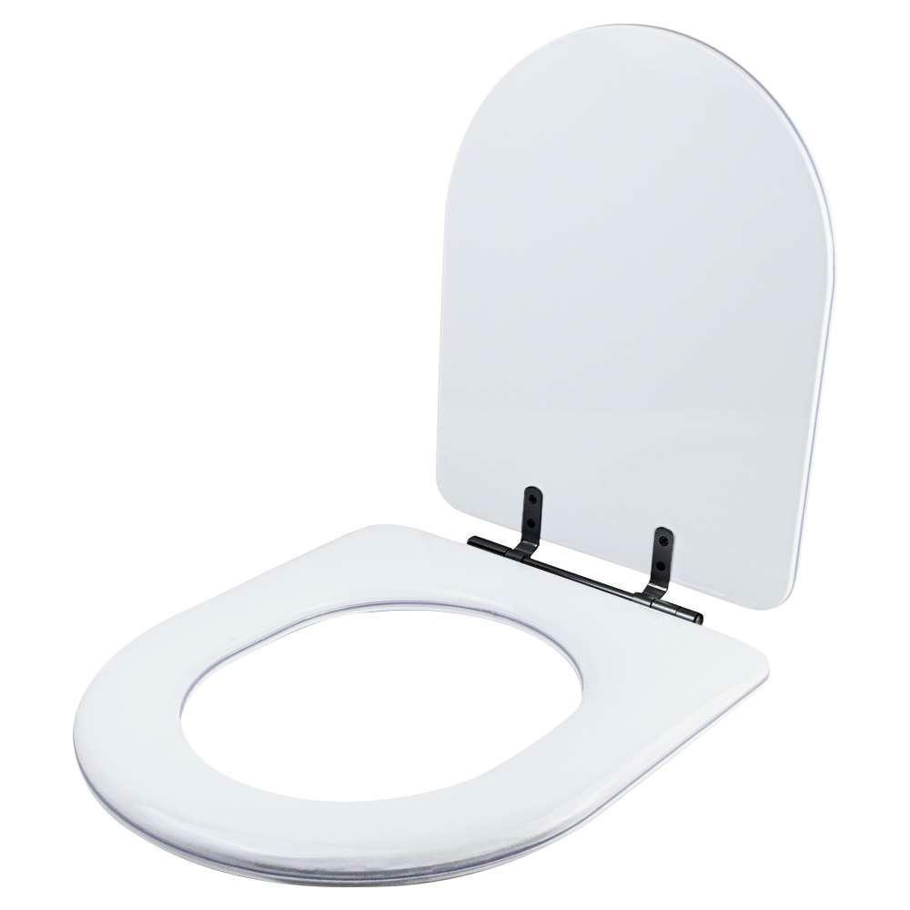 Assento Sanitário Poliester Antibacteriano Carrara Branco Para Vaso Deca Com Ferragem Dourada - 2