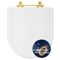 Assento Sanitário Poliester Antibacteriano Carrara Branco Para Vaso Deca Com Ferragem Dourada - 1
