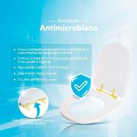 Assento Sanitário Poliester Antibacteriano Carrara Branco Para Vaso Deca Com Ferragem Dourada - 5