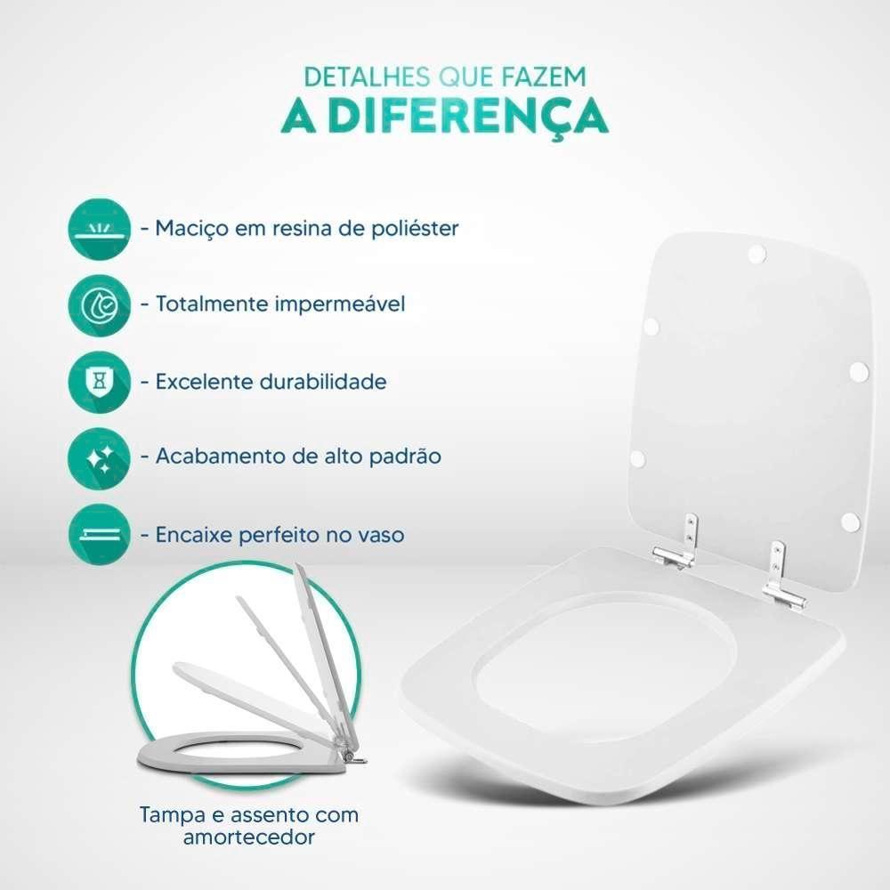 Assento Sanitário Poliéster Soft Close Boss Matte Black Preto Fosco Para Vaso Incepa - 6