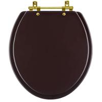 Assento Sanitário Convencional Oval Universal Marrom Fosco Com Ferragem Dourada - 1