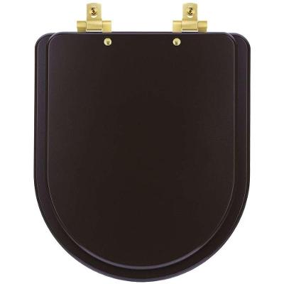 Assento Sanitário Mdf Soft Close Carrara Marrom Fosco Para Vaso Deca Com Ferragem Dourada