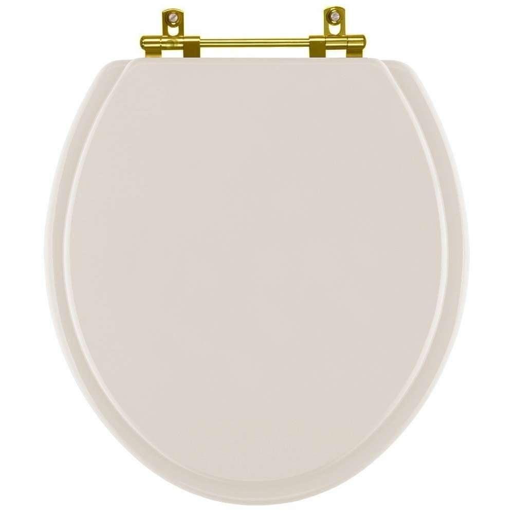 Assento Sanitário Convencional Oval Amendoa Para Vaso Deca Com Ferragem Dourada - 1