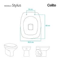 Assento Sanitário Com Amortecedor Stylus Branco Para Vaso Celite Com Ferragem Dourada - 3