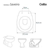 Assento Sanitário Poliester Saveiro Pergamon (bege Claro) Para Vaso Celite - 5