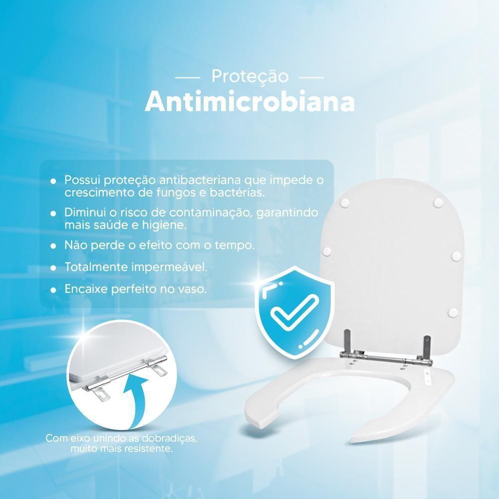 Tampa De Vaso Sanitário Poliéster Antimicrobiano Flox Branco Para Bacia Fiori - 3