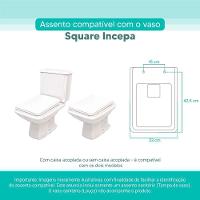 Assento Sanitário Tampa De Vaso Branco Mdf Laqueado Square Para Bacia Incepa - 3