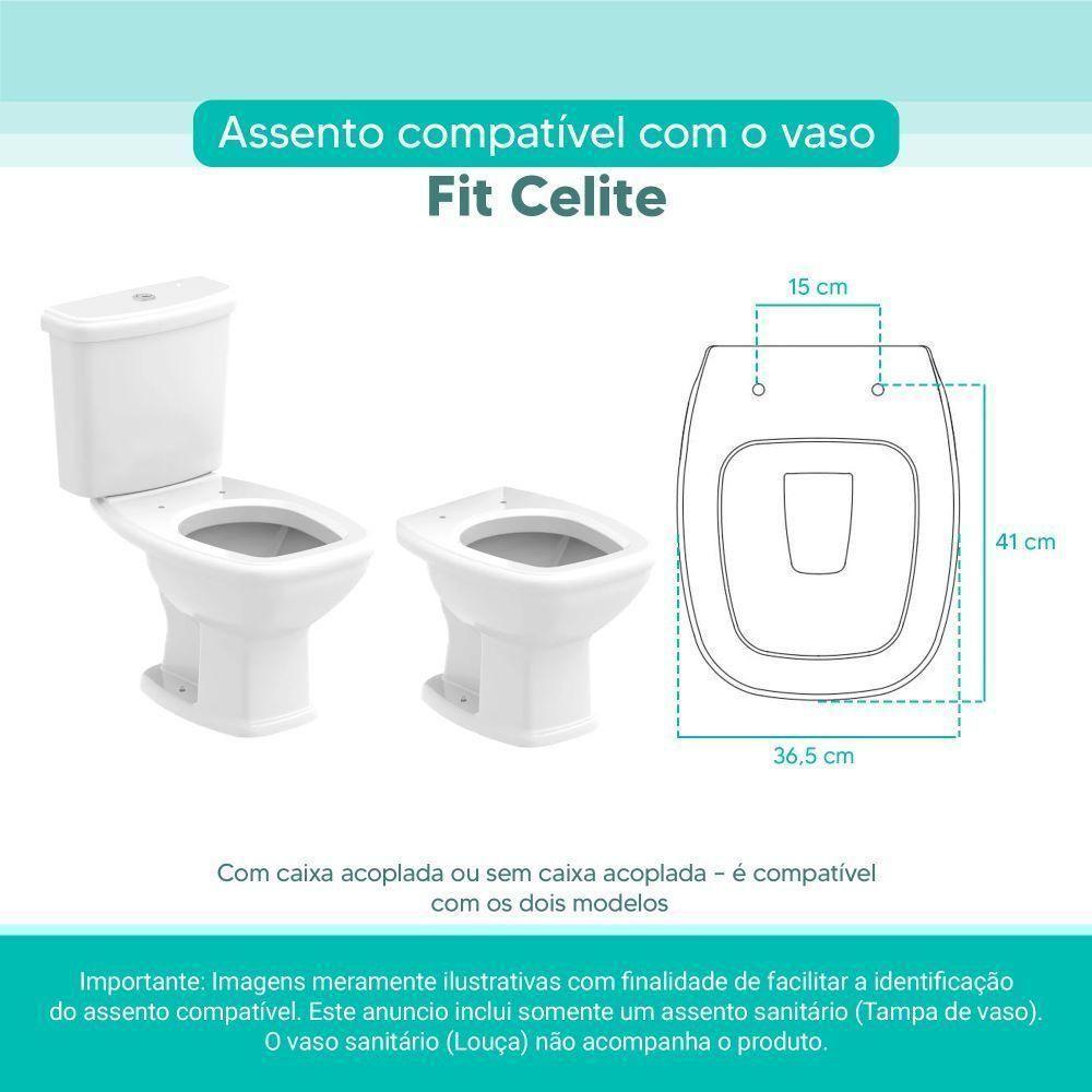 Assento Sanitário Tampa De Vaso Branco Mdf Laqueado Fit Para Bacia Celite - 3