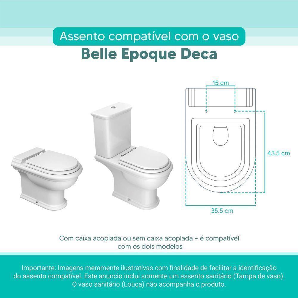 Assento Sanitário Tampa De Vaso Branco Mdf Laqueado Belle Epoque Para Bacia Deca - 3
