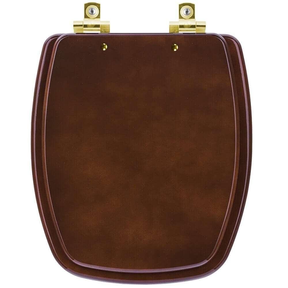 Assento Sanitário Soft Close Stylus Marrom Degrade Para Vaso Celite Com Ferragem Dourada - 1