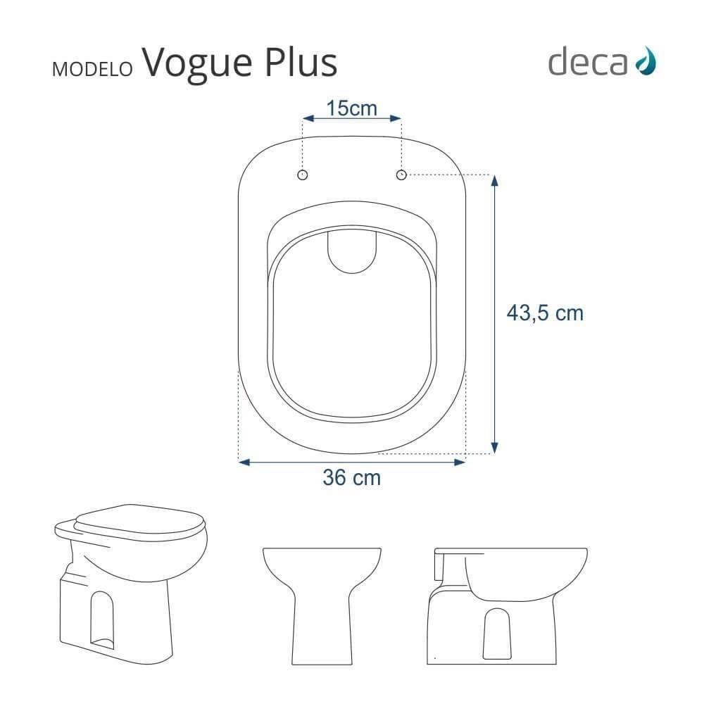 Assento Sanitário Soft Close Vogue Plus Amendoa Para Vaso Deca - 2