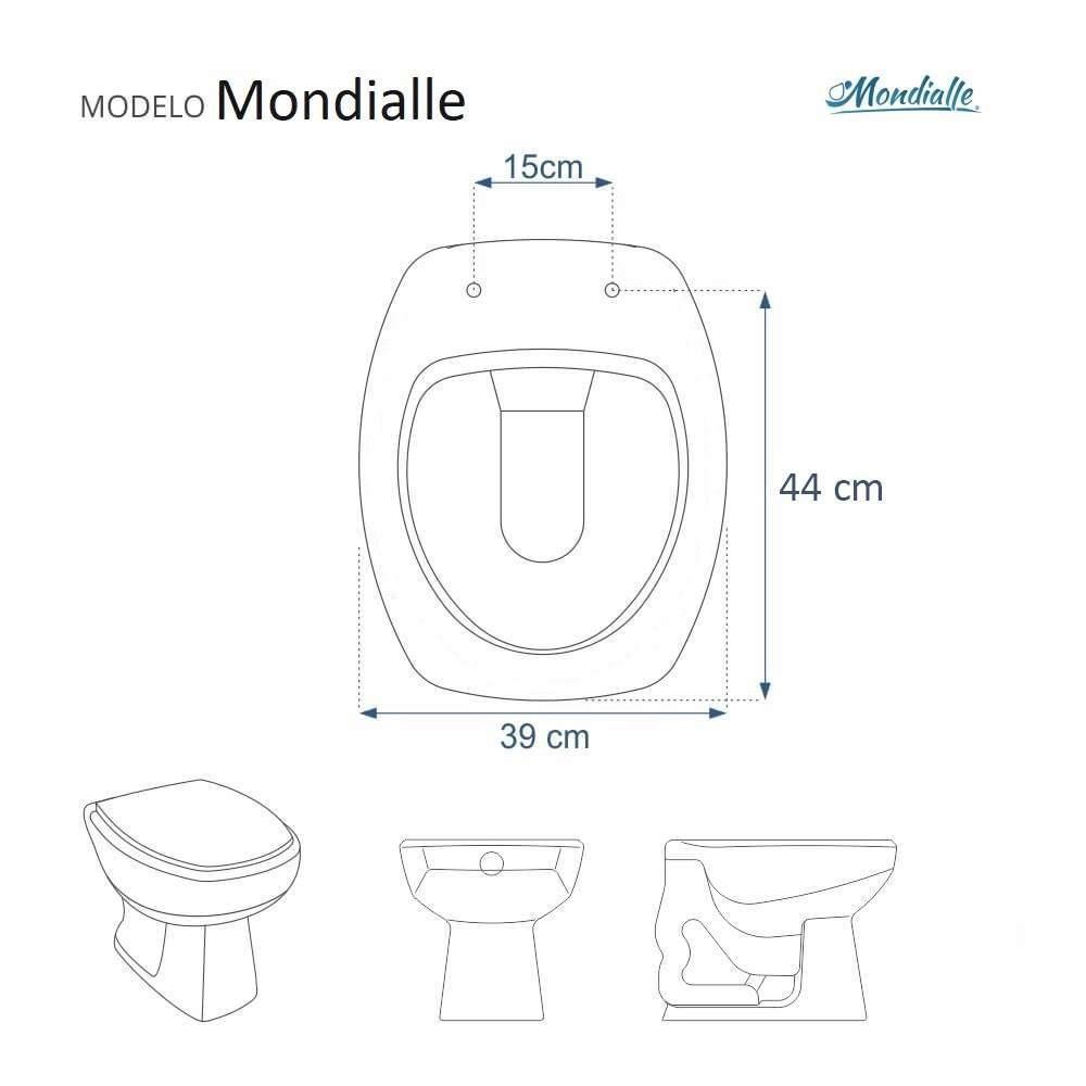 Assento Sanitário Com Fechamento Lento Mondialle Branco Para Vaso Mondialle - 3