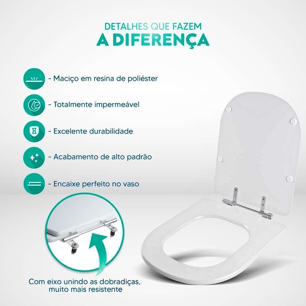 Tampa De Vaso Poliester Etna Branco Para Bacia Icasa 6lpf - 3