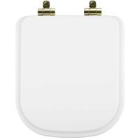 Tampa De Vaso Poliéster Com Fechamento Lento Piano Branco Para Louça Deca Com Ferragem Dourada - 1