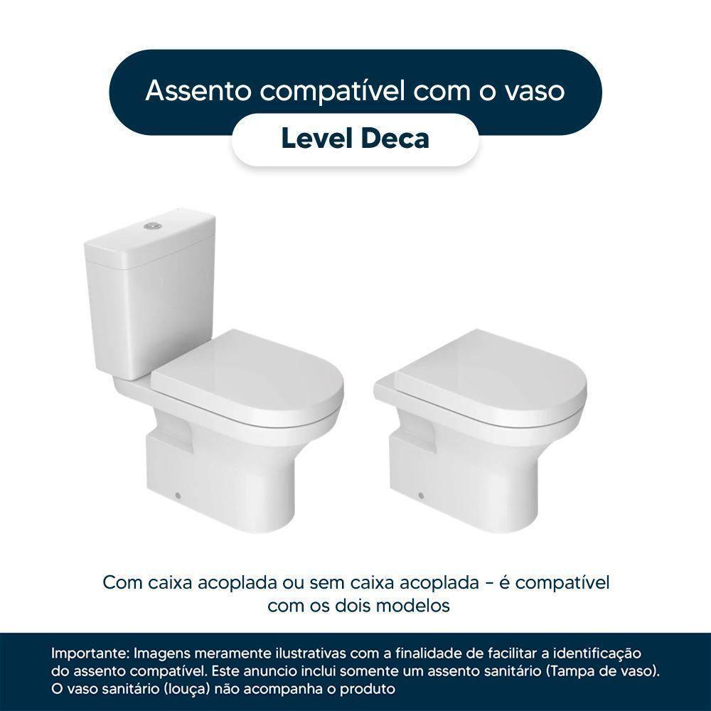 Tampa De Vaso Poliéster Antibactéria Com Fechamento Lento Level Branco Para Louça Deca Com Ferragem Rose Gold - 2