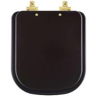 Tampa De Vaso Laqueado Com Amortecedor Piano Marrom Fosco Para Bacia Deca Com Ferragem Dourada - 1