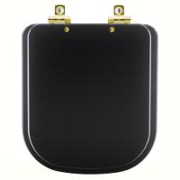 Assento Sanitário Com Amortecedor Piano Preto Fosco Para Vaso Deca Com Ferragem Dourada - 1
