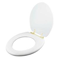 Assento Sanitario Almofadado Convencional Oval Universal Branco Com Ferragem Dourada - 2