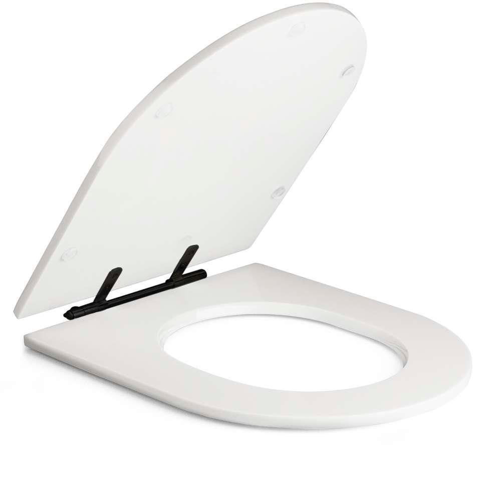 Assento Sanitário Poliéster Antibacteriano Carrara Branco Para Vaso Deca Com Ferragem Preta - 2