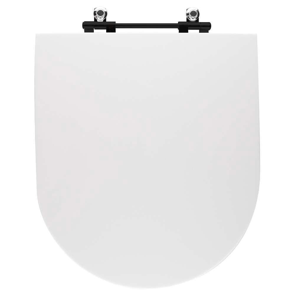 Assento Sanitário Poliéster Antibacteriano Carrara Branco Para Vaso Deca Com Ferragem Preta - 6
