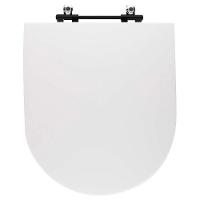 Assento Sanitário Poliéster Antibacteriano Carrara Branco Para Vaso Deca Com Ferragem Preta - 6