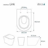 Assento Sanitário Poliéster Antibacteriano Link Lk Branco Para Vaso Deca - 3