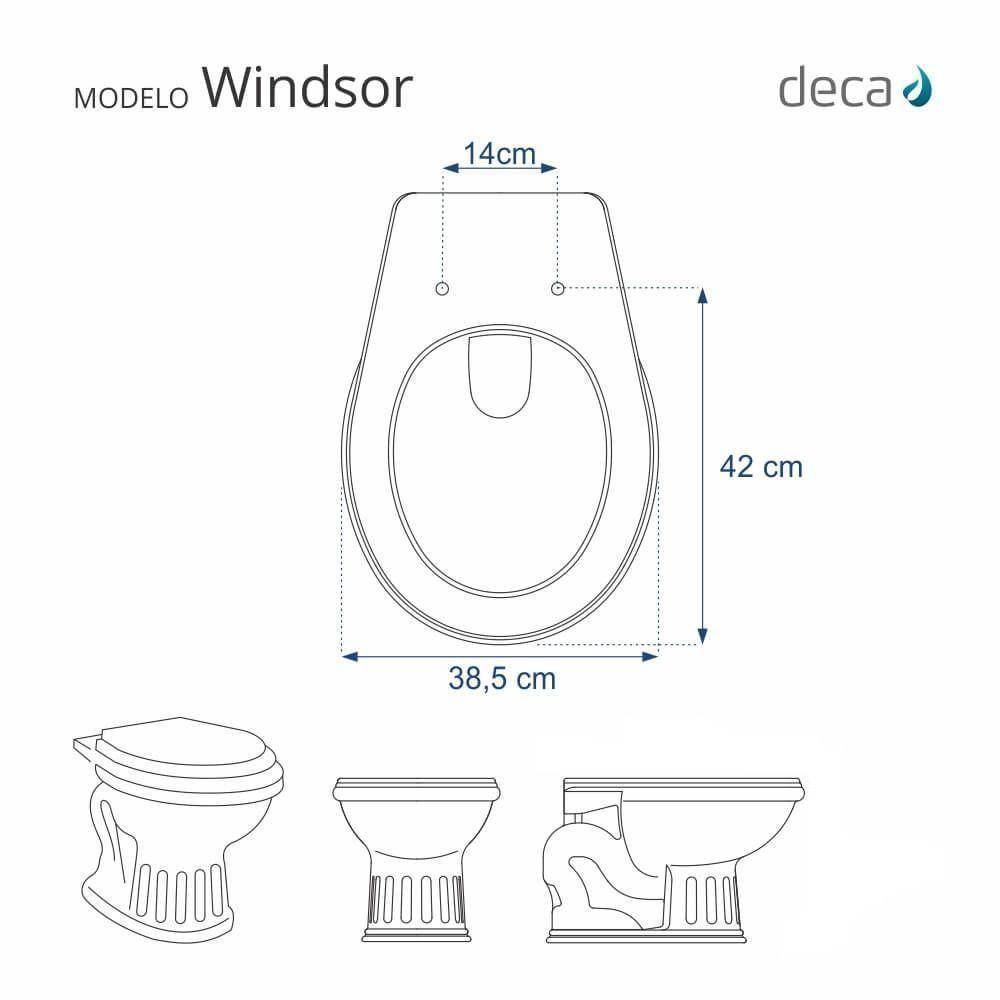 Assento Sanitário Poliester Windsor Branco Para Bacia Deca - 5