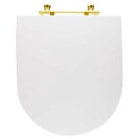 Assento Sanitário Poliéster Antibacteriano Link Lk Branco Para Vaso Deca Com Ferragem Dourada - 6