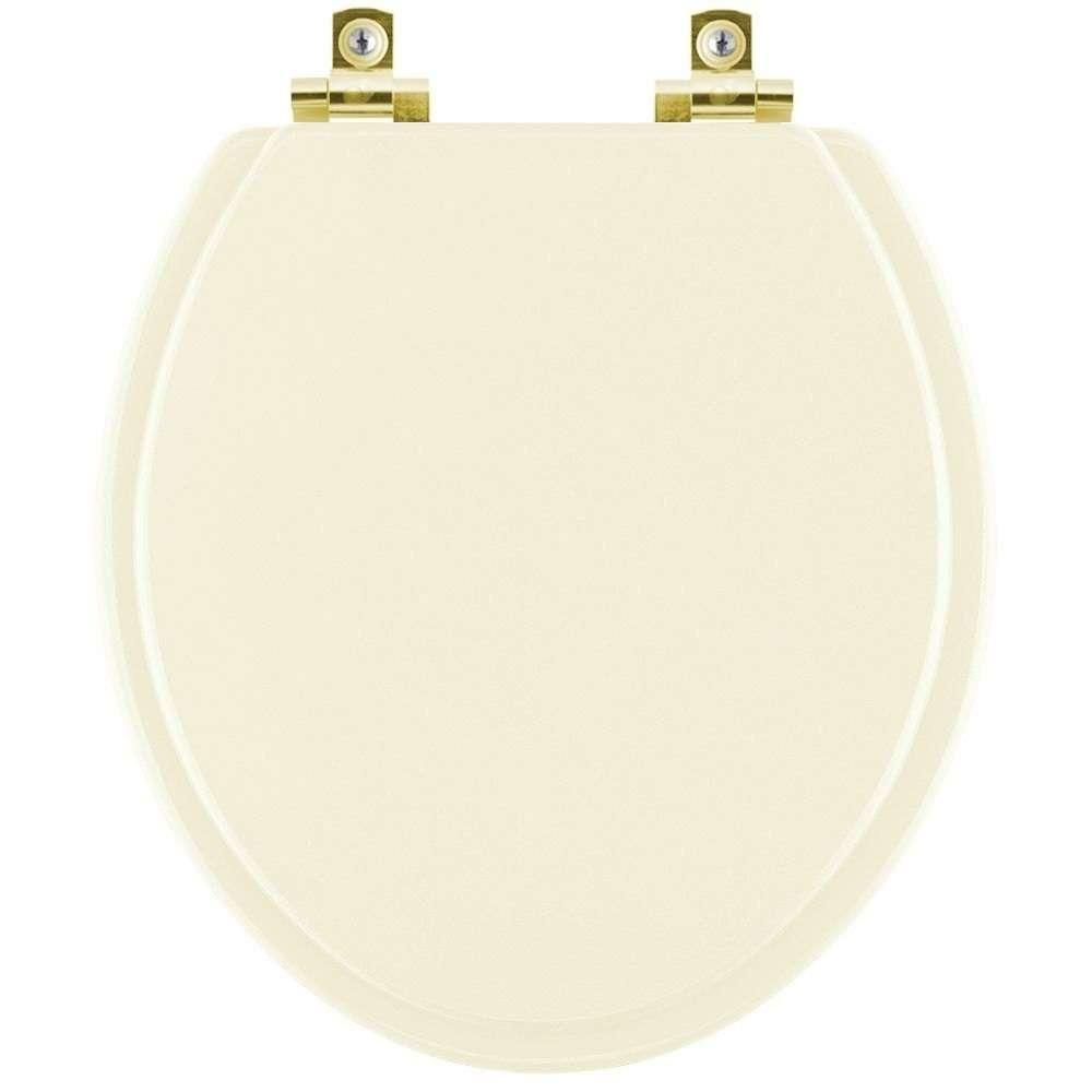 Assento Sanitário Com Amortecedor Convencional Oval Bege Claro Com Ferragem Dourada - 1