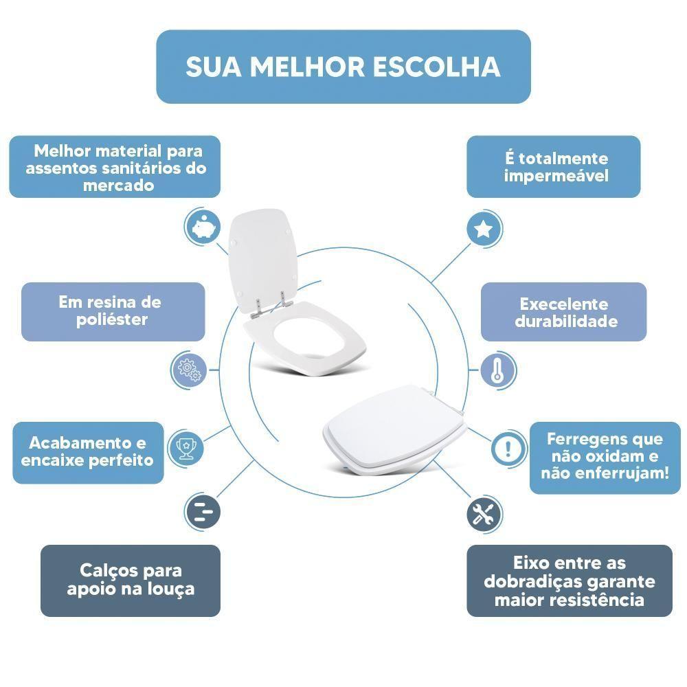 Tampa Vaso Sanitário Poliester Acrilico Amarilis Branco Para Bacia Fiori - 4