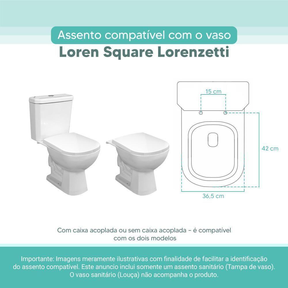 Tampa Vaso Sanitário Madeira Laqueada Loren Square Branco Para Bacia Lorenzetti - 3