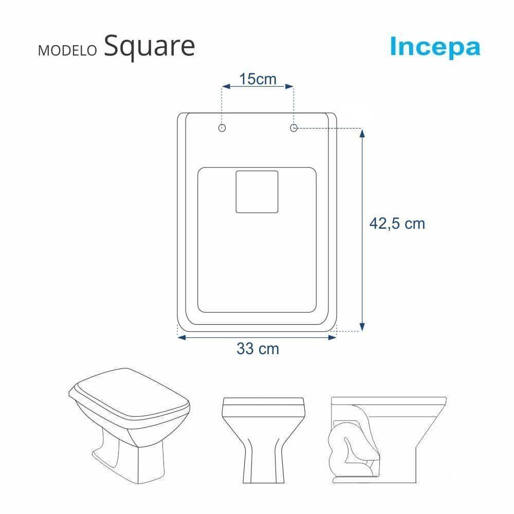 Tampa De Vaso Poliéster Square Branco Para Bacia Incepa Cidamar - 5