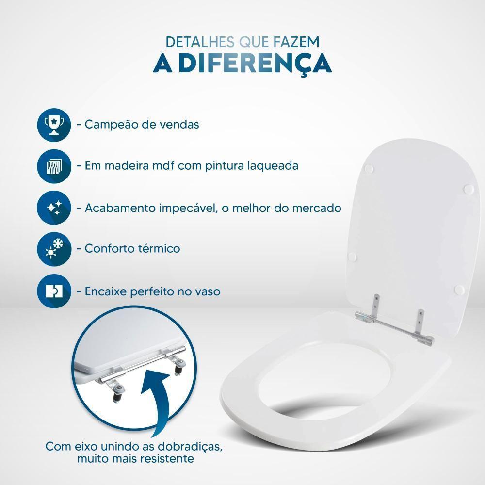 Tampa De Vaso Em Mdf Sabatini Branco Para Bacia Icasa - 3