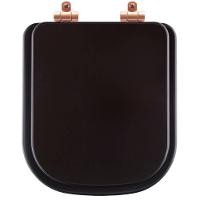 Tampa De Vaso Poliéster Com Amortecedor Piano Marrom Fosco Para Bacia Deca Com Ferragem Rose Gold - 1