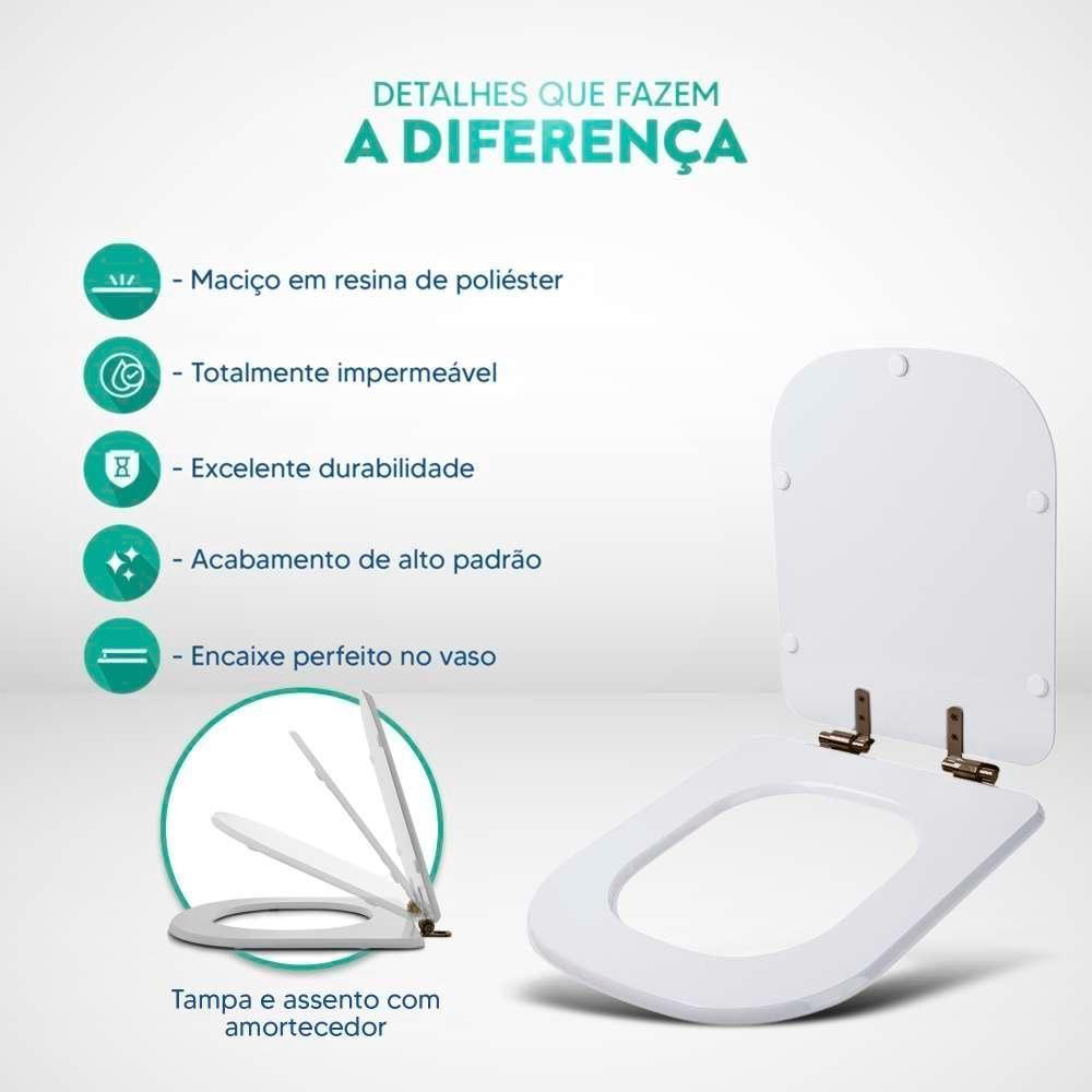 Tampa De Vaso Poliéster Com Amortecedor Piano Marrom Fosco Para Bacia Deca Com Ferragem Marrom - 3