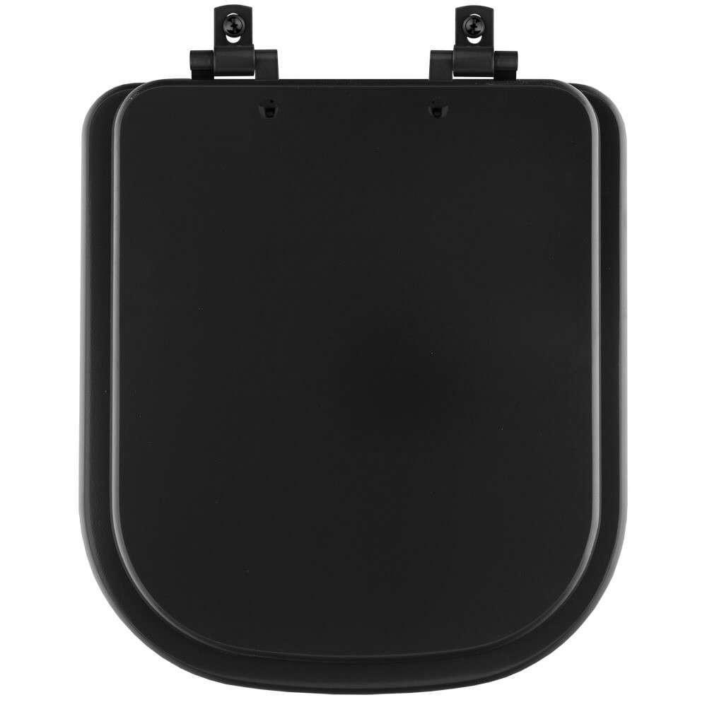 Tampa De Vaso Laqueado Com Amortecedor Piano Preto Fosco Para Bacia Deca Com Ferragem Preta - 1