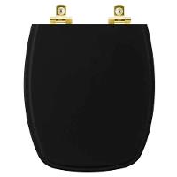Assento Sanitário Soft Close Stylus Preto Para Vaso Celite Com Ferragem Dourada - 1