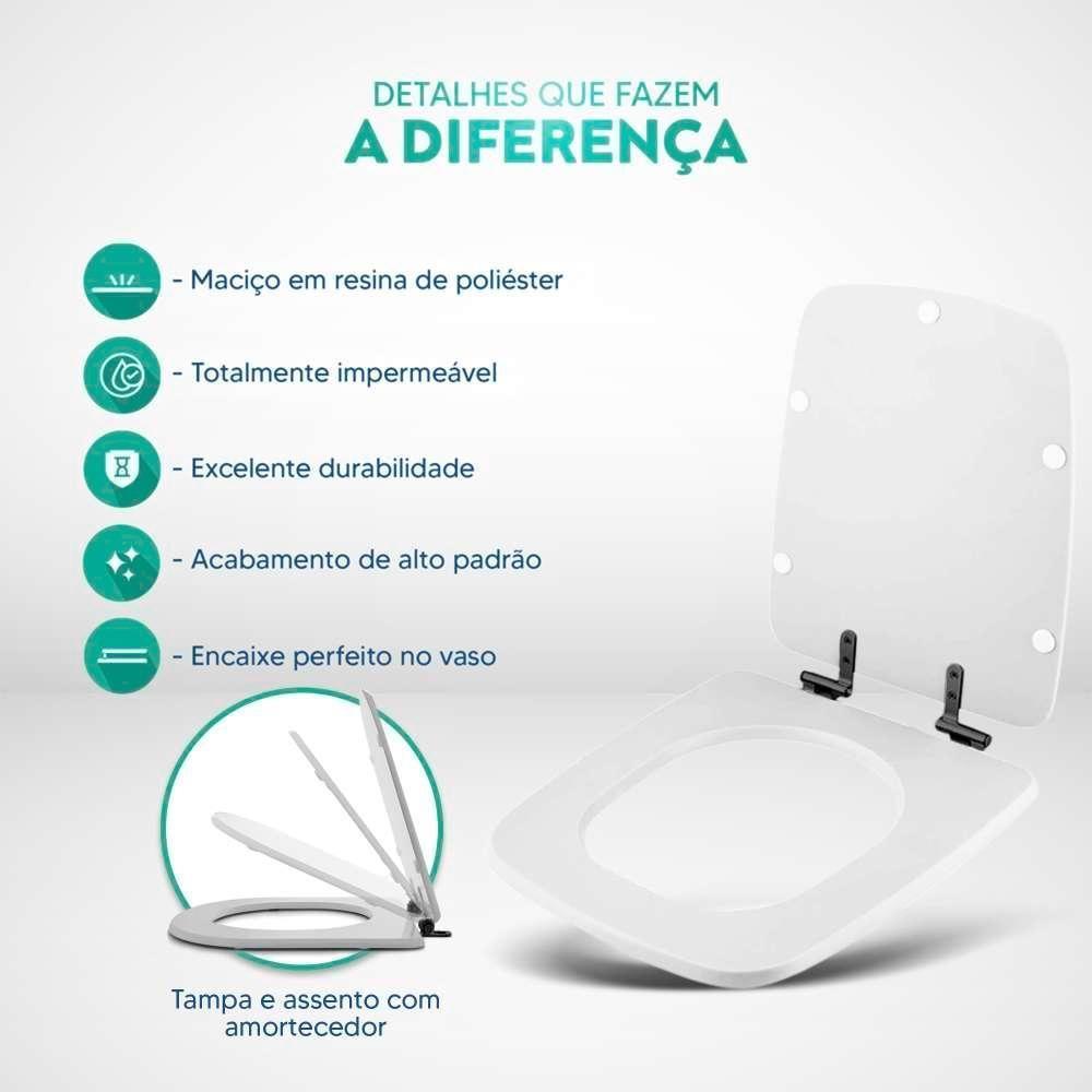 Assento Sanitário Poliéster Soft Close Boss Matte Black Para Vaso Incepa Com Ferragem Preta - 3