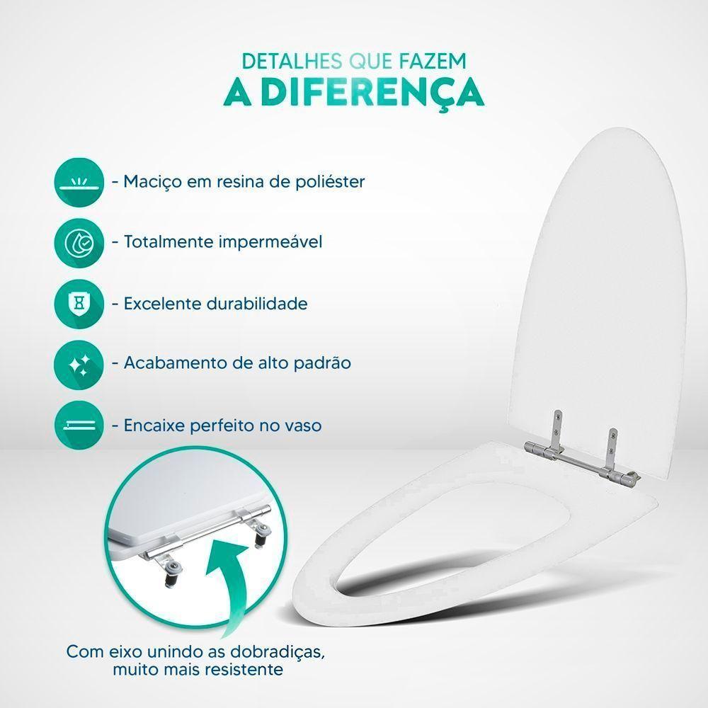 Assento Sanitário Poliéster One Piece Branco Para Vaso Deca - 3