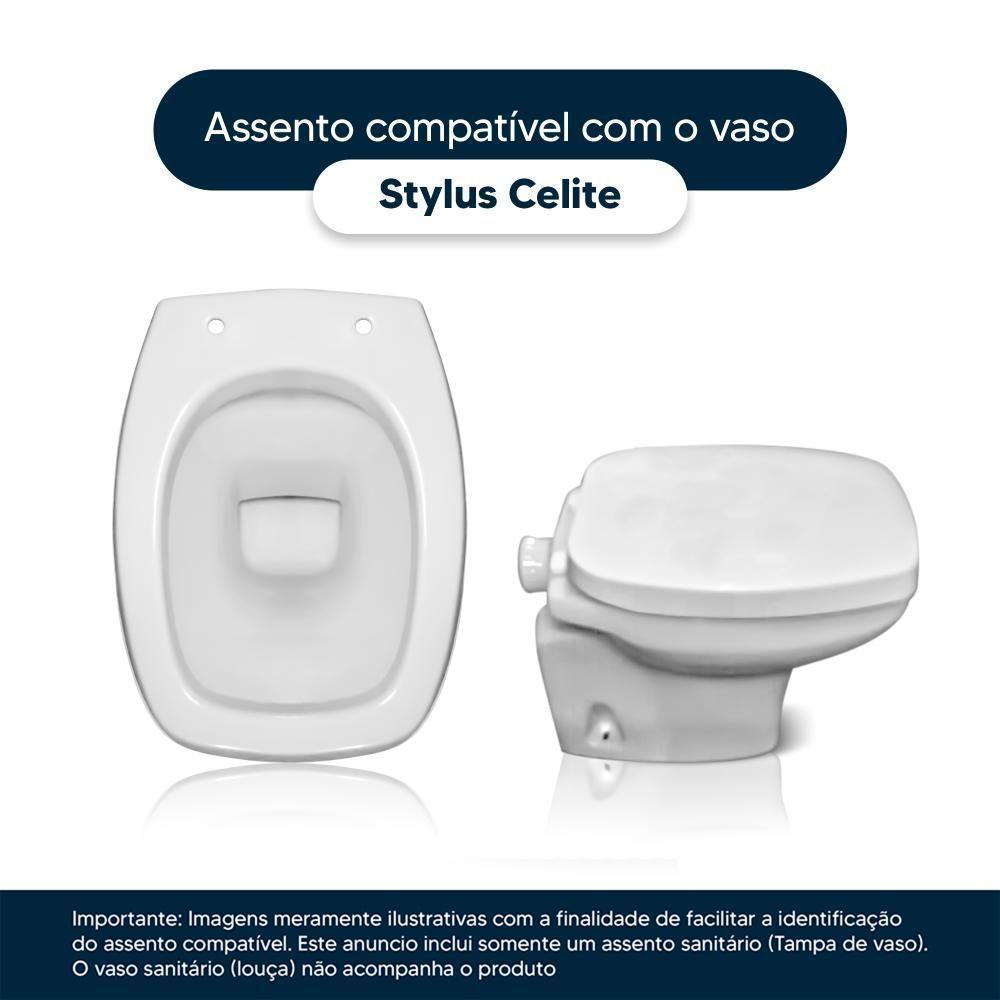 Assento Sanitário Laqueado Soft Close Stylus Azul Mineral Para Vaso Celite - 5