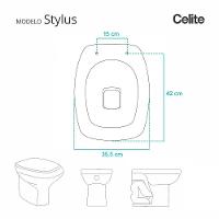 Assento Sanitário Laqueado Soft Close Stylus Azul Mineral Para Vaso Celite - 2