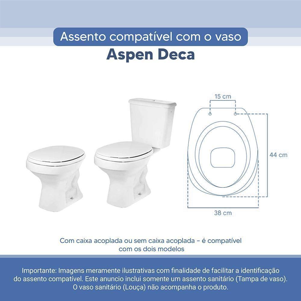 Assento Sanitário Tampa De Vaso Branco Resina Poliester Aspen Para Bacia Deca - 3