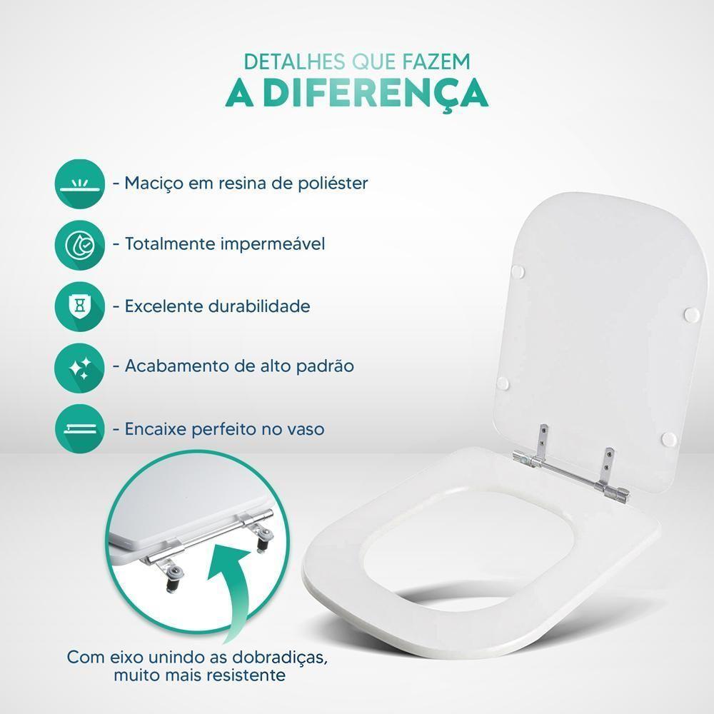 Tampa De Vaso Poliéster Debba Branco Para Bacia Roca 1.6gpf 6lpf - 3