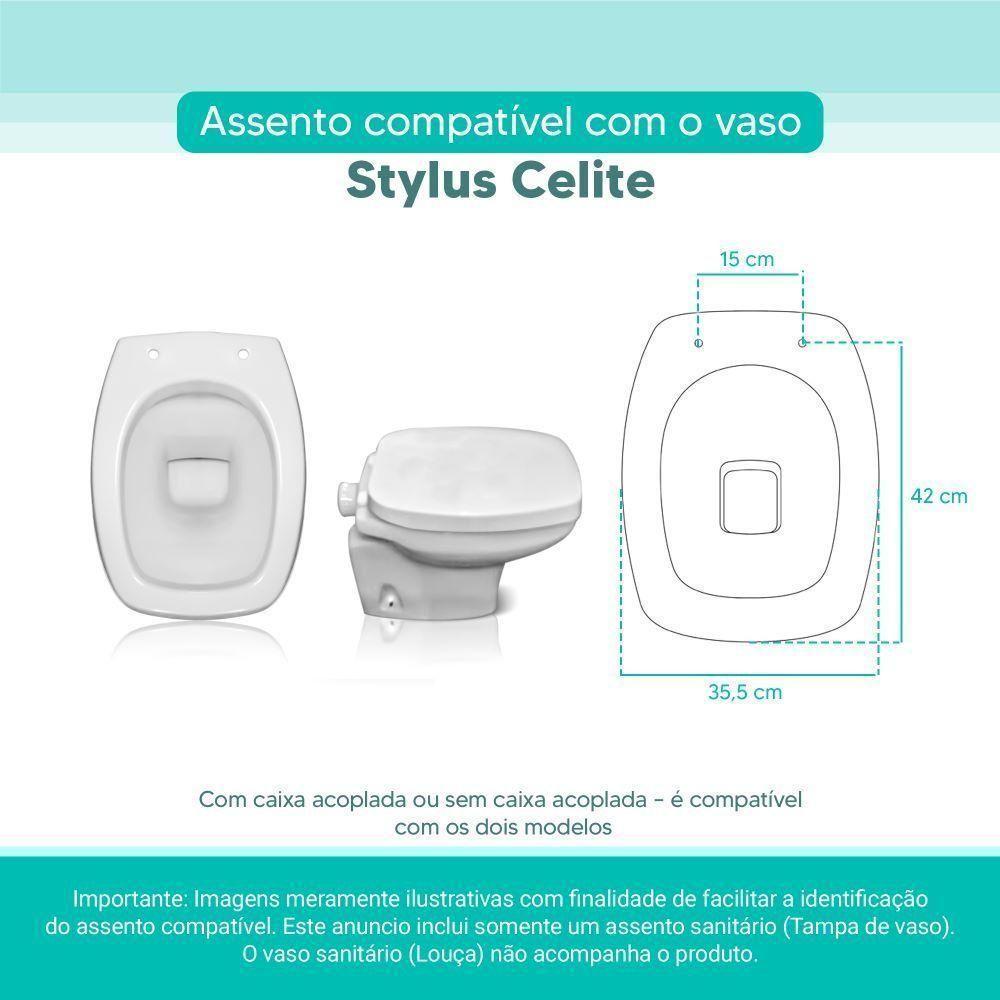 Assento Sanitário Tampa De Vaso Branco Mdf Laqueado Stylus Para Bacia Celite - 3