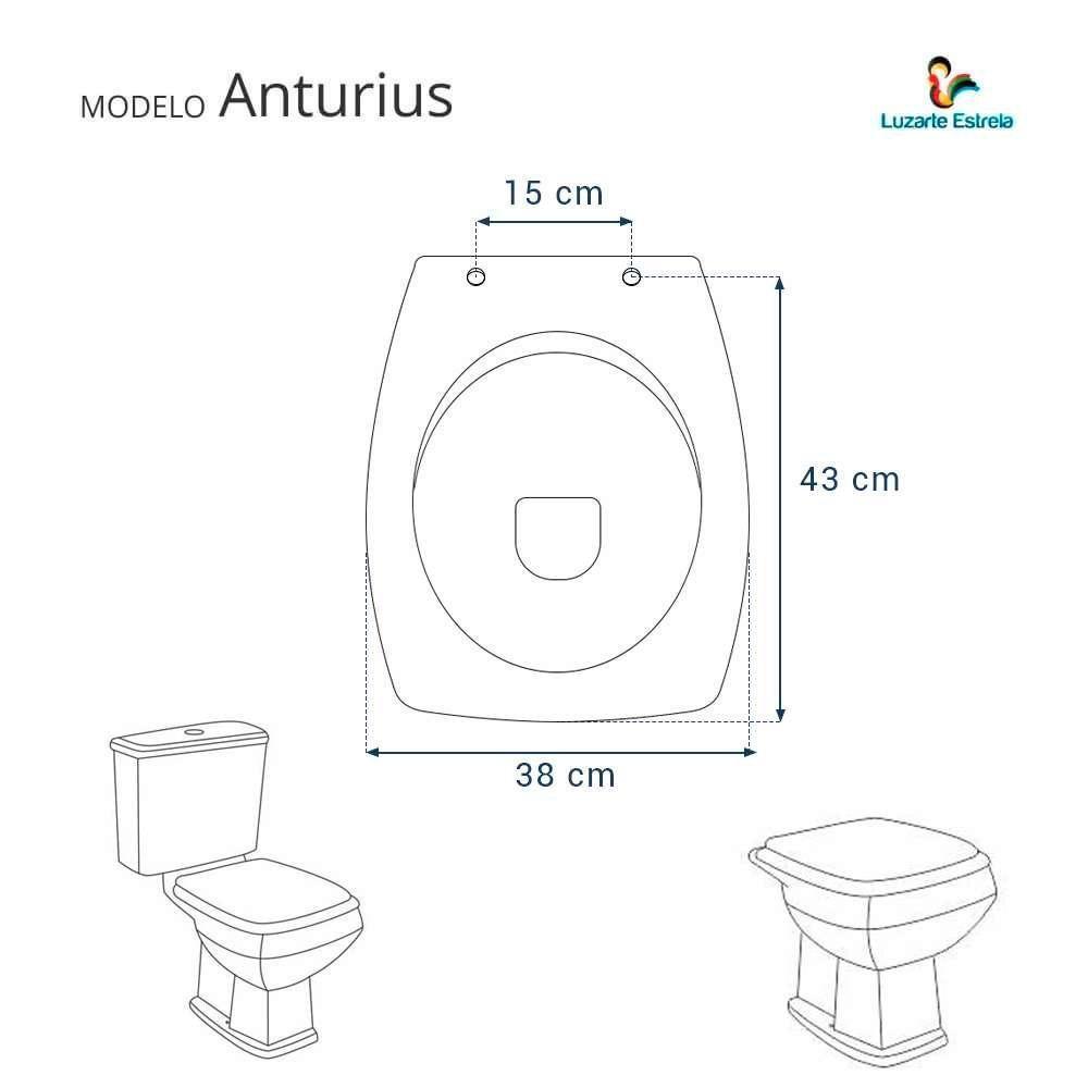Assento Sanitário Soft Close Anturius Cinza Claro Para Vaso Luzarte - 3