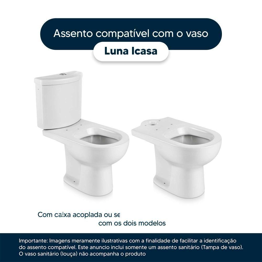 Assento Sanitario Poliester Antibacteriano Luna Branco Para Vaso Icasa - 5